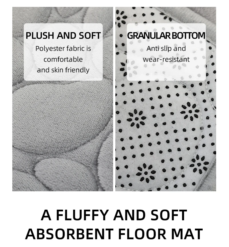 Embroidered Pebble Coral Velvet Floor Mat, Bathroom Carpet, U-shaped Sponge Absorbent Foot Mat, Door Mat, Two-piece Set
