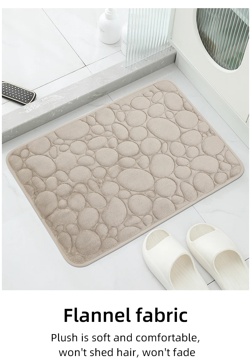 Embroidered Pebble Coral Velvet Floor Mat, Bathroom Carpet, U-shaped Sponge Absorbent Foot Mat, Door Mat, Two-piece Set