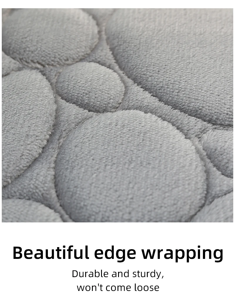 Embroidered Pebble Coral Velvet Floor Mat, Bathroom Carpet, U-shaped Sponge Absorbent Foot Mat, Door Mat, Two-piece Set