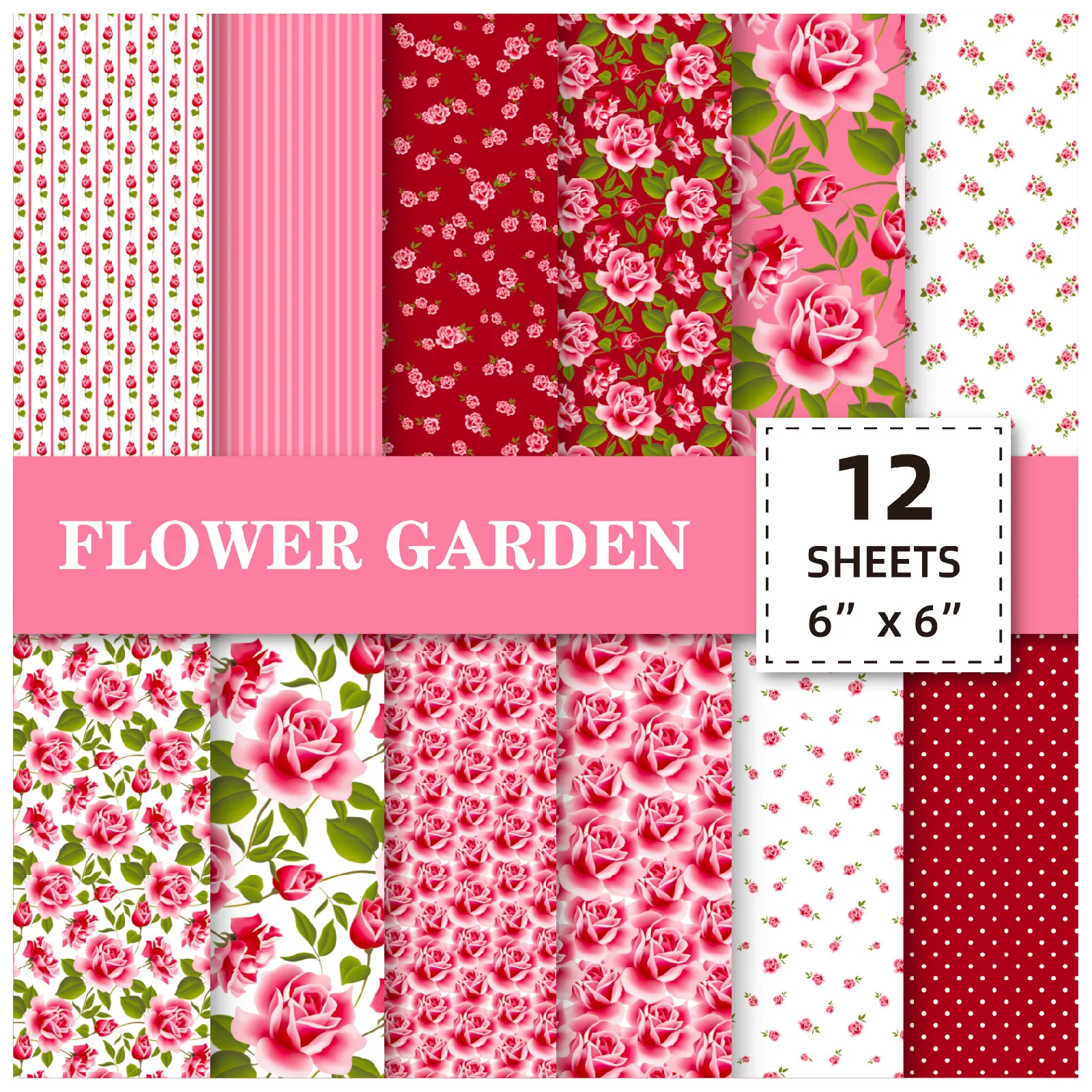 12 Sheet Scrapbooking Paper 15x15cm, Christmas Journal Planner Paper Pad Cardstock Backgrounds Card for DIY Art Craft Decoration