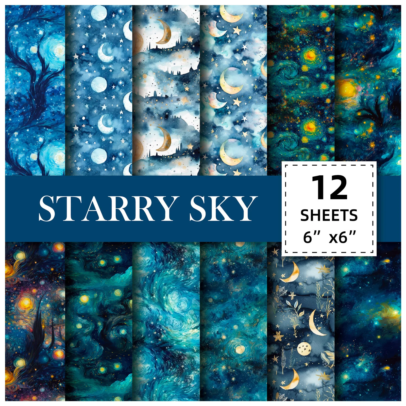 12 Sheet Scrapbooking Paper 15x15cm, Christmas Journal Planner Paper Pad Cardstock Backgrounds Card for DIY Art Craft Decoration