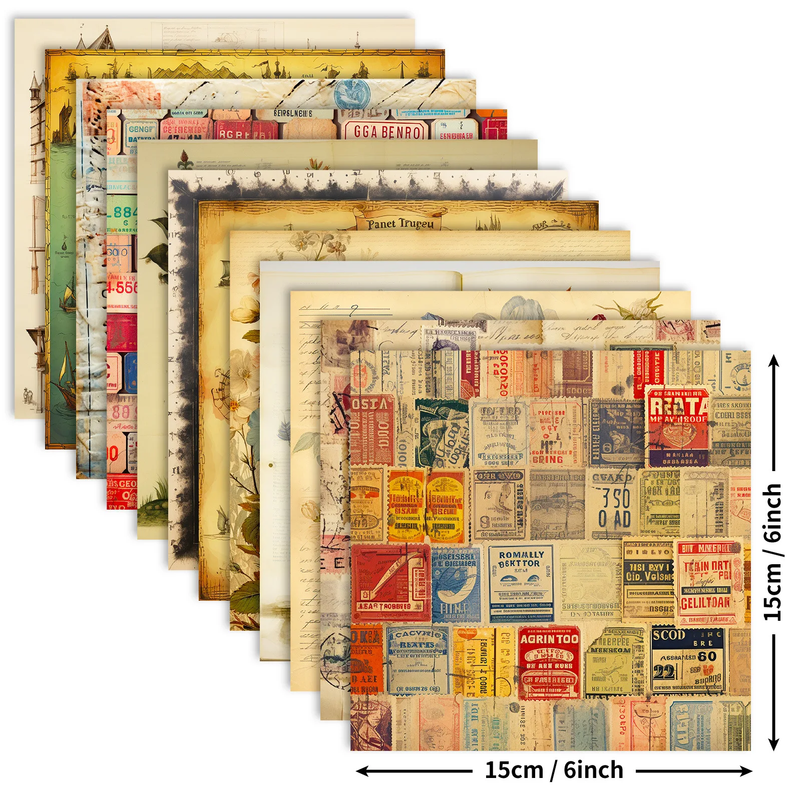 12 Sheet Scrapbooking Paper 15x15cm, Christmas Journal Planner Paper Pad Cardstock Backgrounds Card for DIY Art Craft Decoration