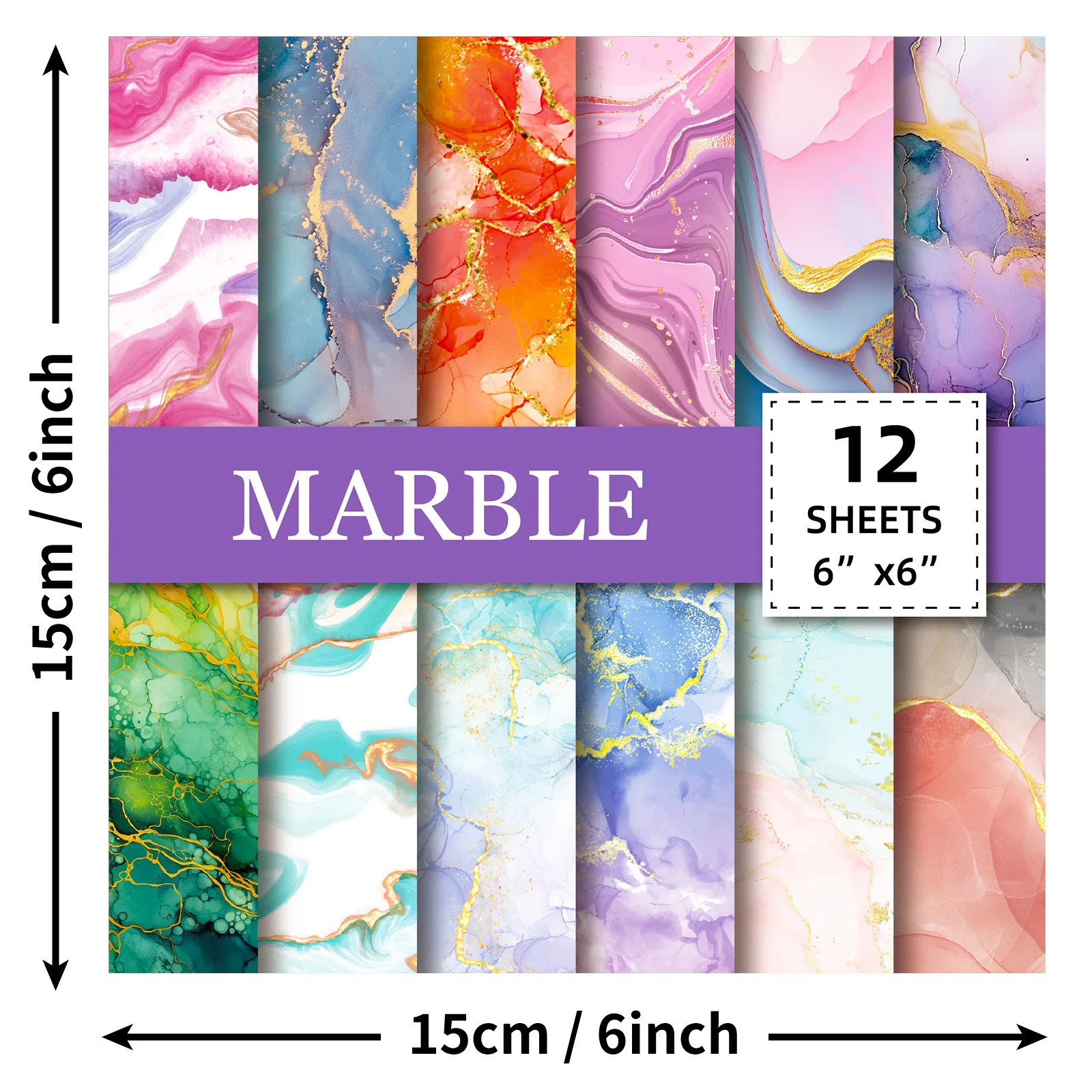 12 Sheet Scrapbooking Paper 15x15cm, Christmas Journal Planner Paper Pad Cardstock Backgrounds Card for DIY Art Craft Decoration