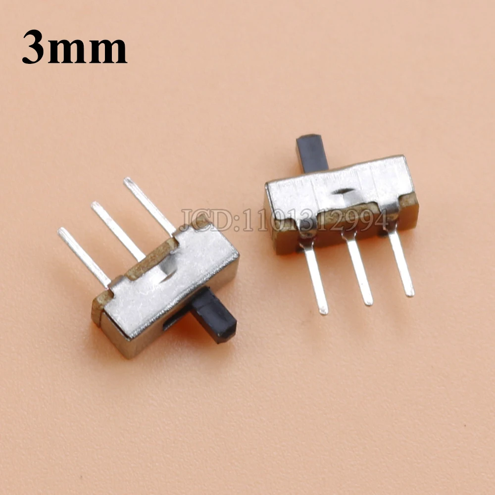 20Pcs SS12D00 Interruptor On-Off Mini Slide Switch 3pin 1P2T 2 Position High Quality Toggle Switch Handle Length:3MM/4MM/5MM/6MM