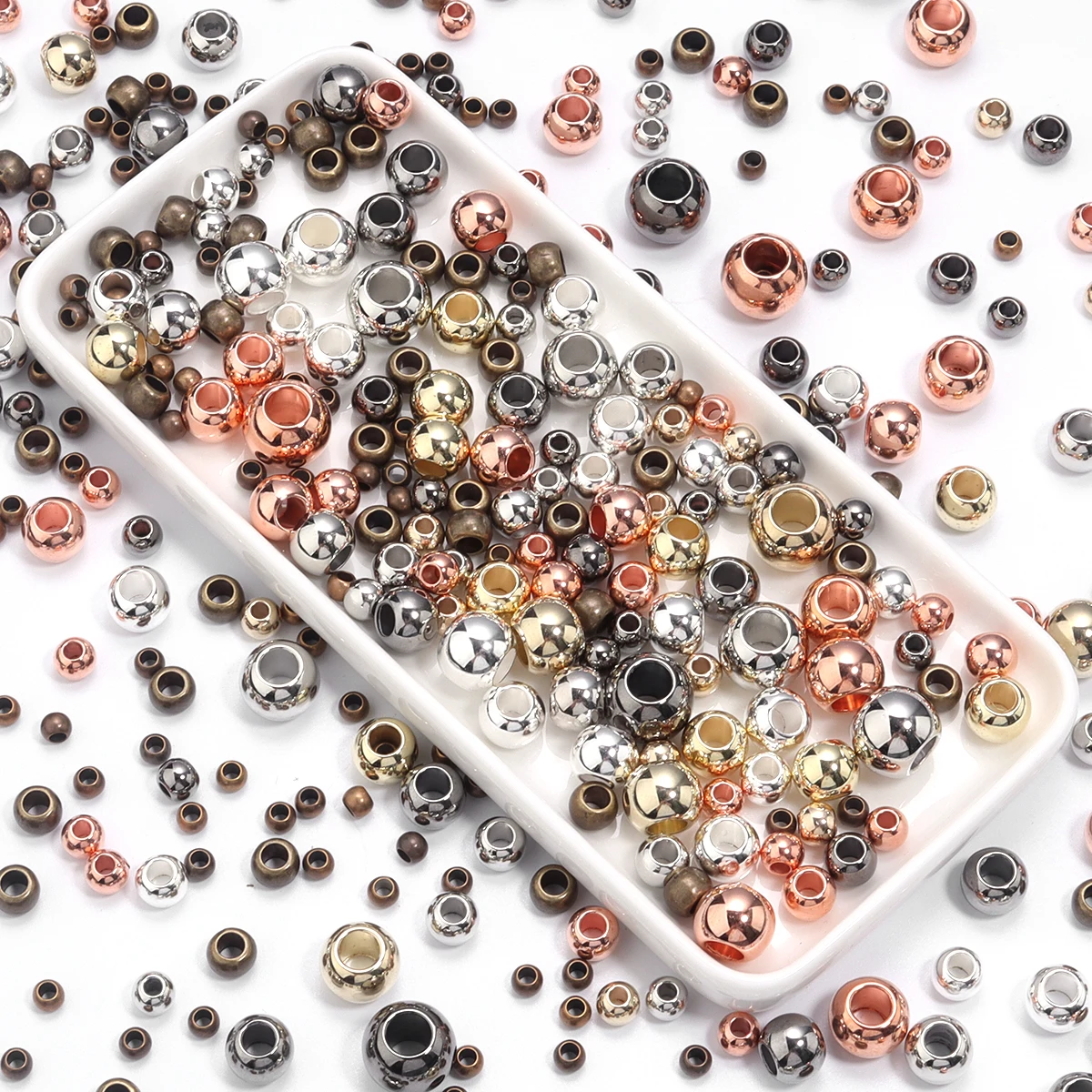 20-100Pcs/Lot 4-14mm High Quality CCB Round Beads Big Hole Bead Spacer Loose Bead For DIY Crafts Ornamen Making Clothing Accesso