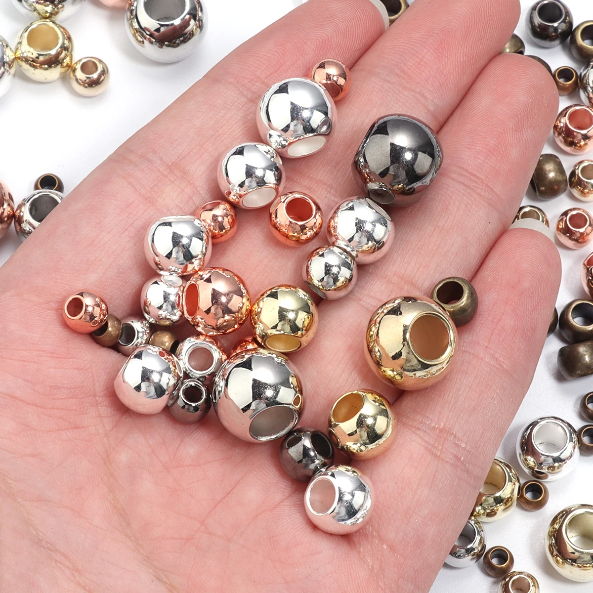 20-100Pcs/Lot 4-14mm High Quality CCB Round Beads Big Hole Bead Spacer Loose Bead For DIY Crafts Ornamen Making Clothing Accesso