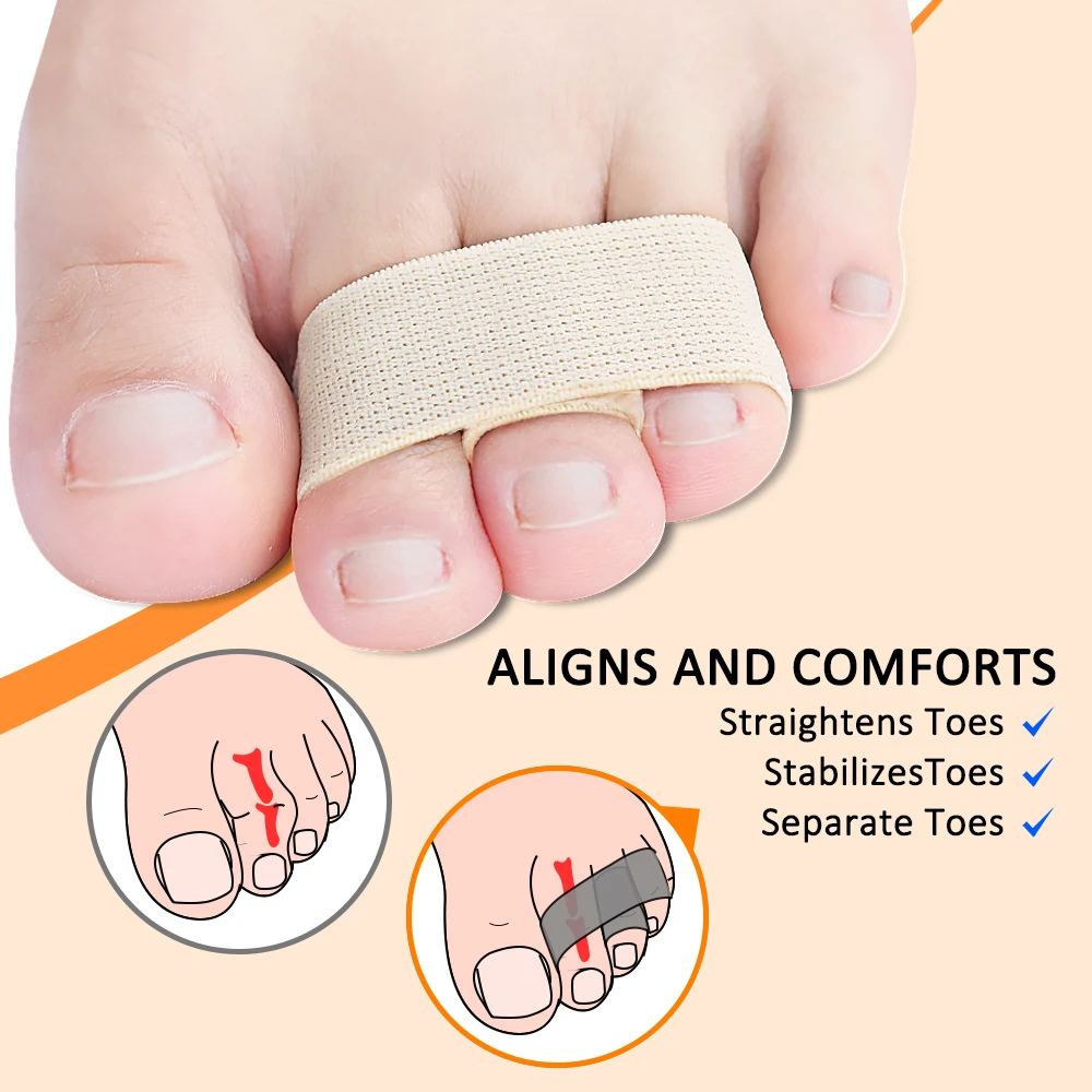 Pexmen 1/2/5Pcs Hammer Toe Straightener Toe Splints Bandages for Broken Bent Overlapping and Hammer Toes Protector