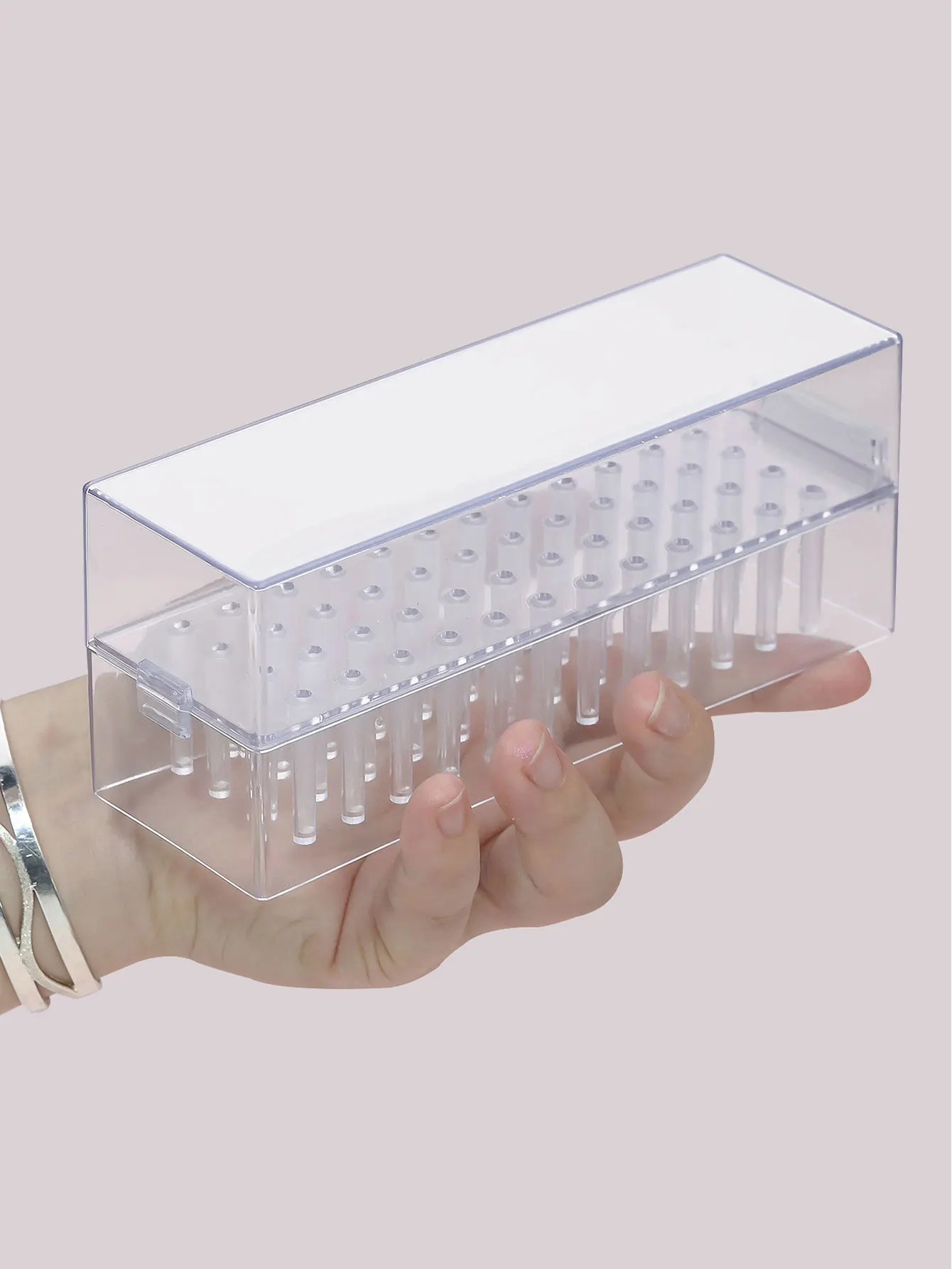 Transparent 48holes Nail Drill Bits Storage Box Empty Clear Box Nail Drill Display Stand Manicure Accessoy Tools