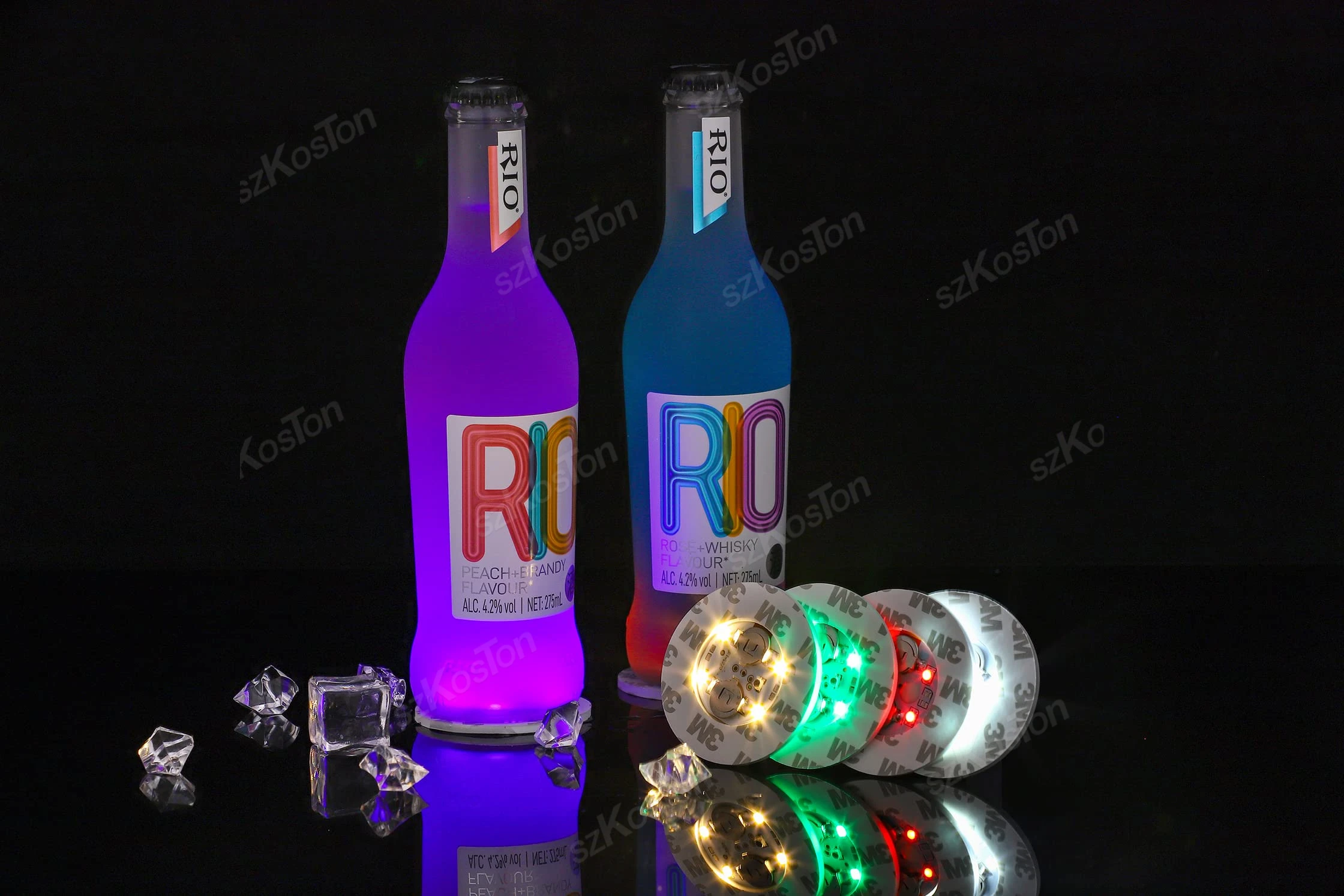 50/10/1pcs Luminous Coaster LED Bar Drinks Cup Pad Wine Liquor Bottles Coaster Atmosphere Light Cup Sticker Light-emitting Prop