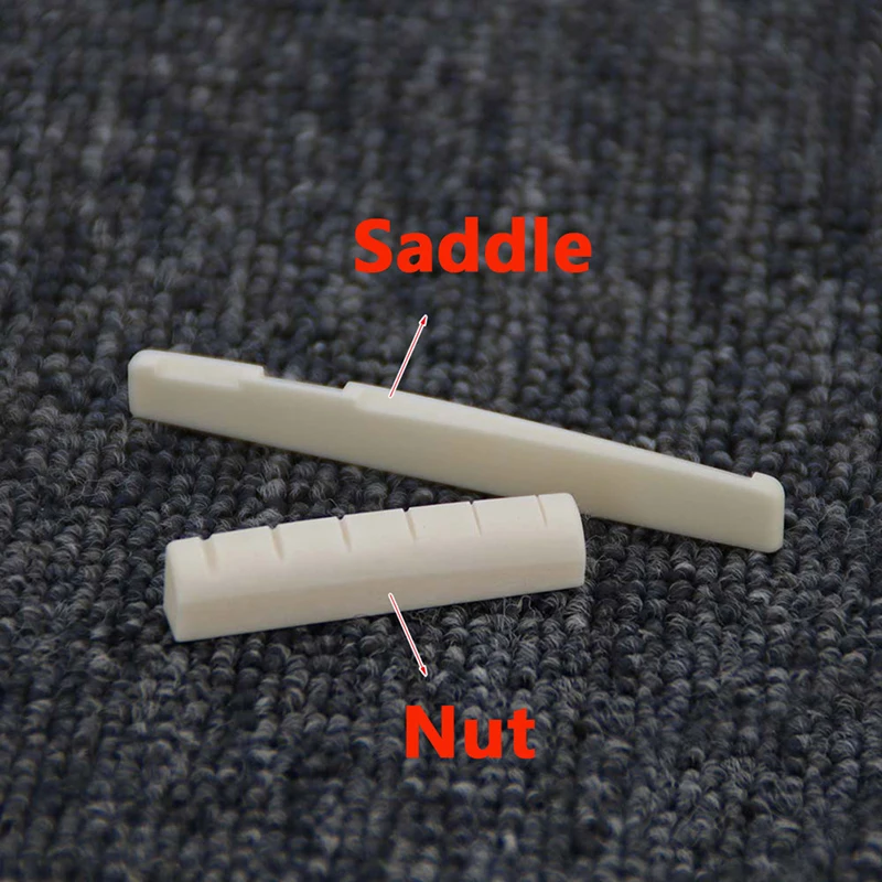 Ivory Acoustic Guitar Bridge Pin Set with Tailpiece Tremolo String Bone Saddle Nut for Guitarists