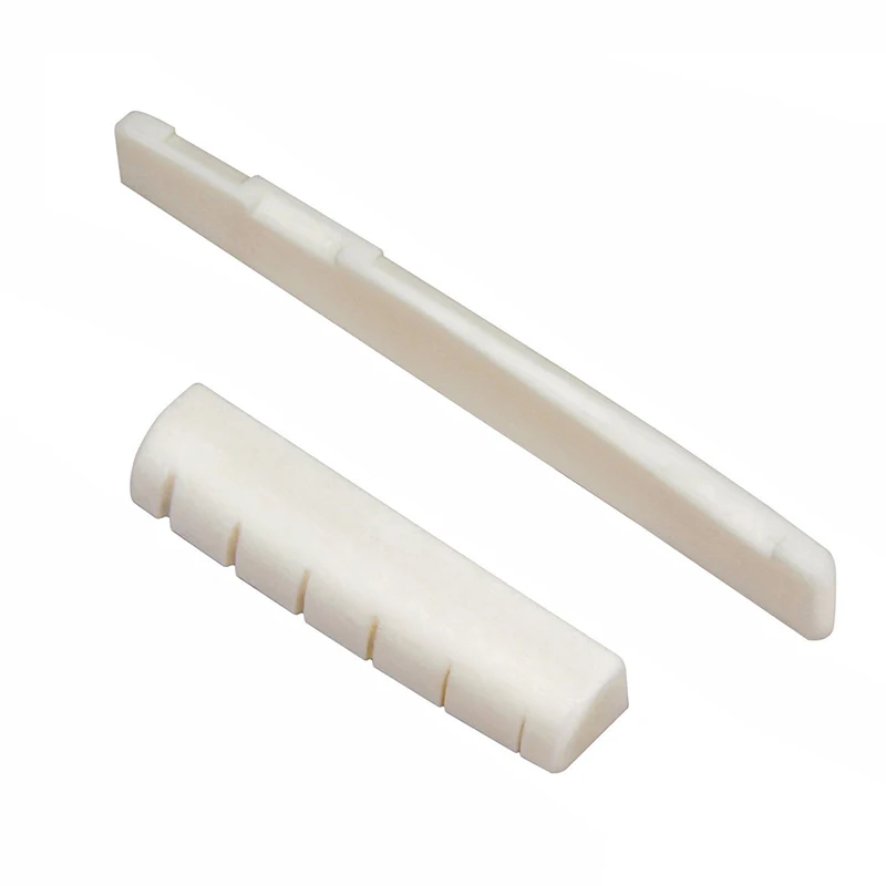Ivory Acoustic Guitar Bridge Pin Set with Tailpiece Tremolo String Bone Saddle Nut for Guitarists