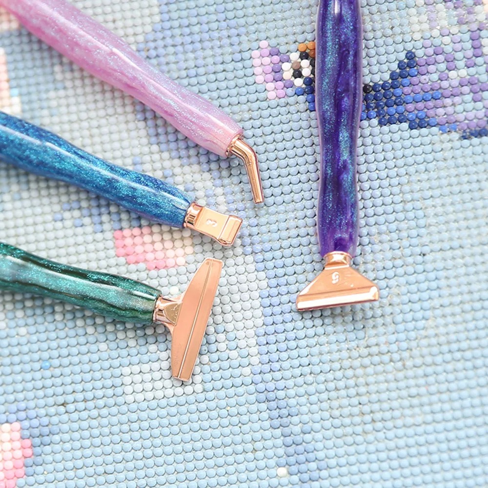 1Set 5D Resin Diamond Painting Pen With Metal Replacement Pen Heads Multi Placers Point Drill Pens for DIY Diamond Nail Art Tool