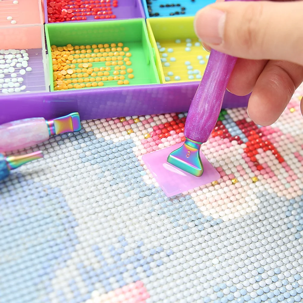 1Set 5D Resin Diamond Painting Pen With Metal Replacement Pen Heads Multi Placers Point Drill Pens for DIY Diamond Nail Art Tool