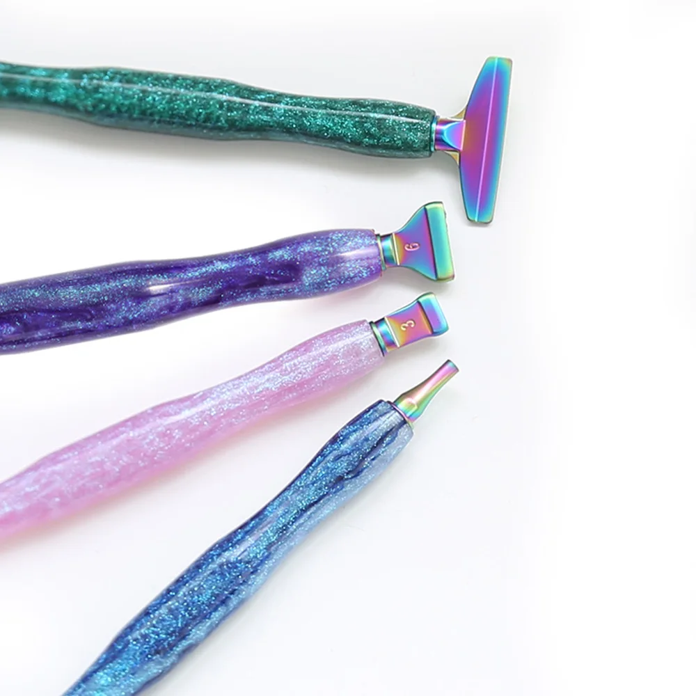 1Set 5D Resin Diamond Painting Pen With Metal Replacement Pen Heads Multi Placers Point Drill Pens for DIY Diamond Nail Art Tool