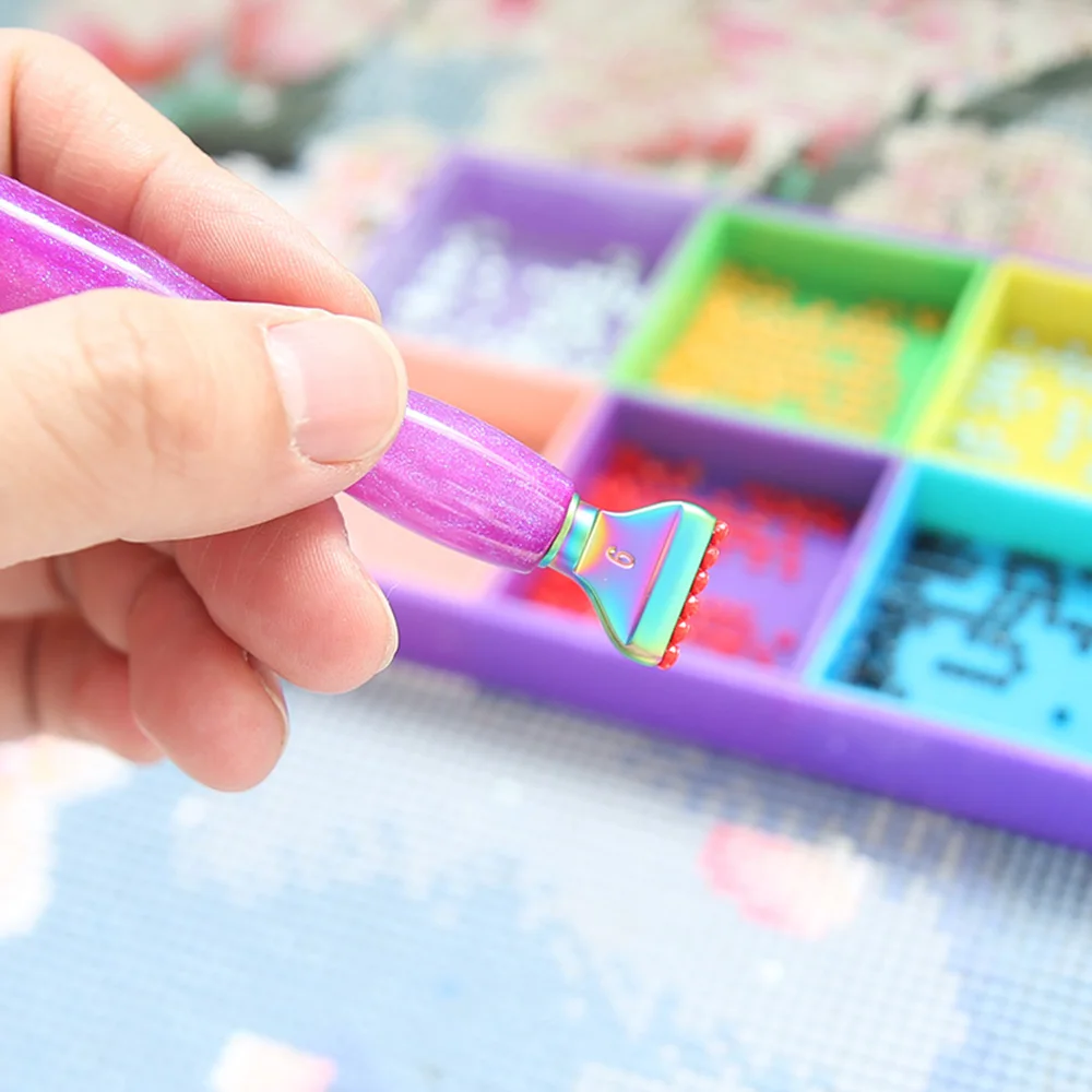1Set 5D Resin Diamond Painting Pen With Metal Replacement Pen Heads Multi Placers Point Drill Pens for DIY Diamond Nail Art Tool