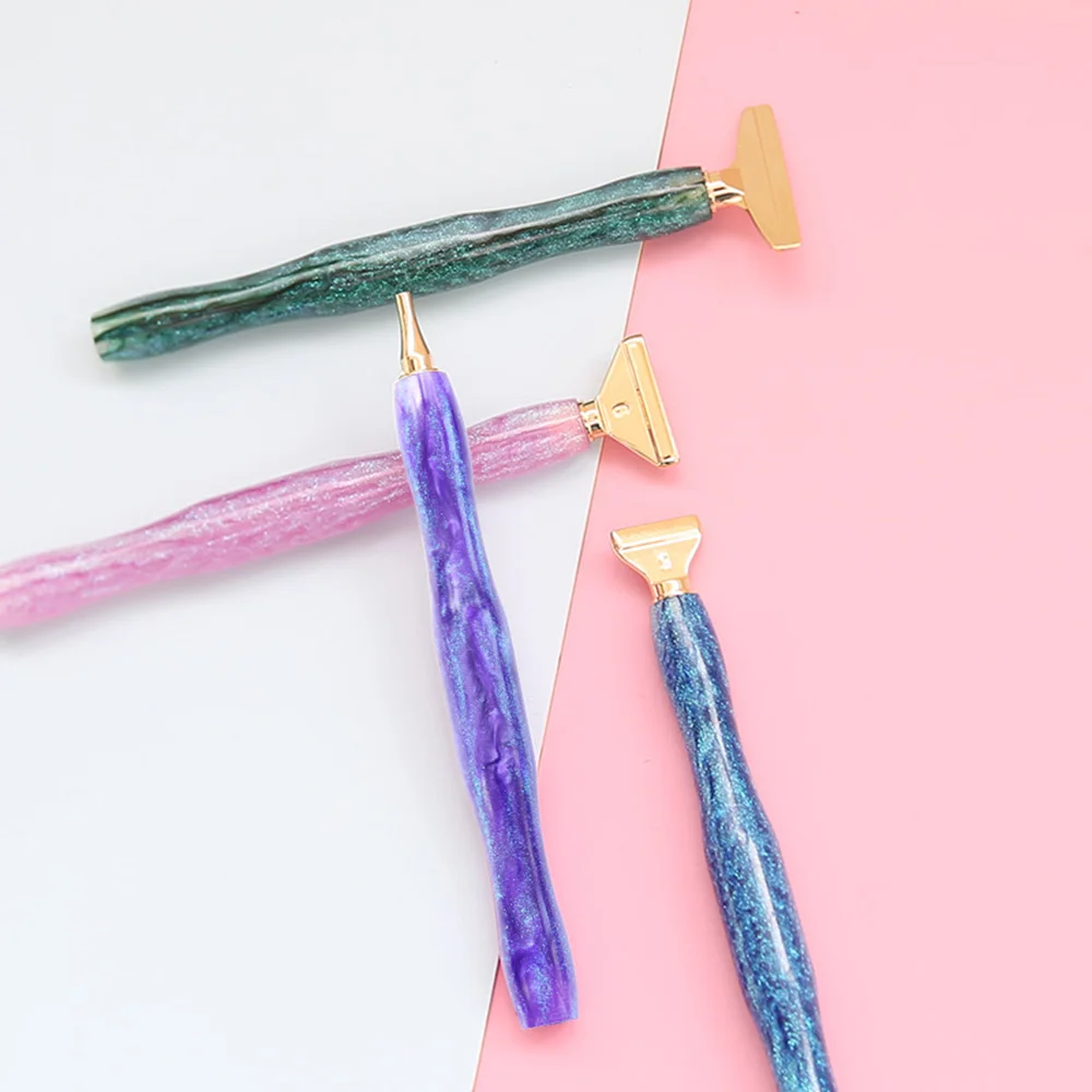 1Set 5D Resin Diamond Painting Pen With Metal Replacement Pen Heads Multi Placers Point Drill Pens for DIY Diamond Nail Art Tool
