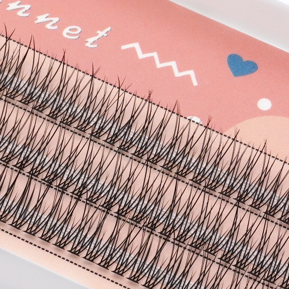 120 Clusters Fishtail Eyelashes High Quality Cluster Lashes Natural Slender Cross Thick Fish Tail Individual Eyelash Extension