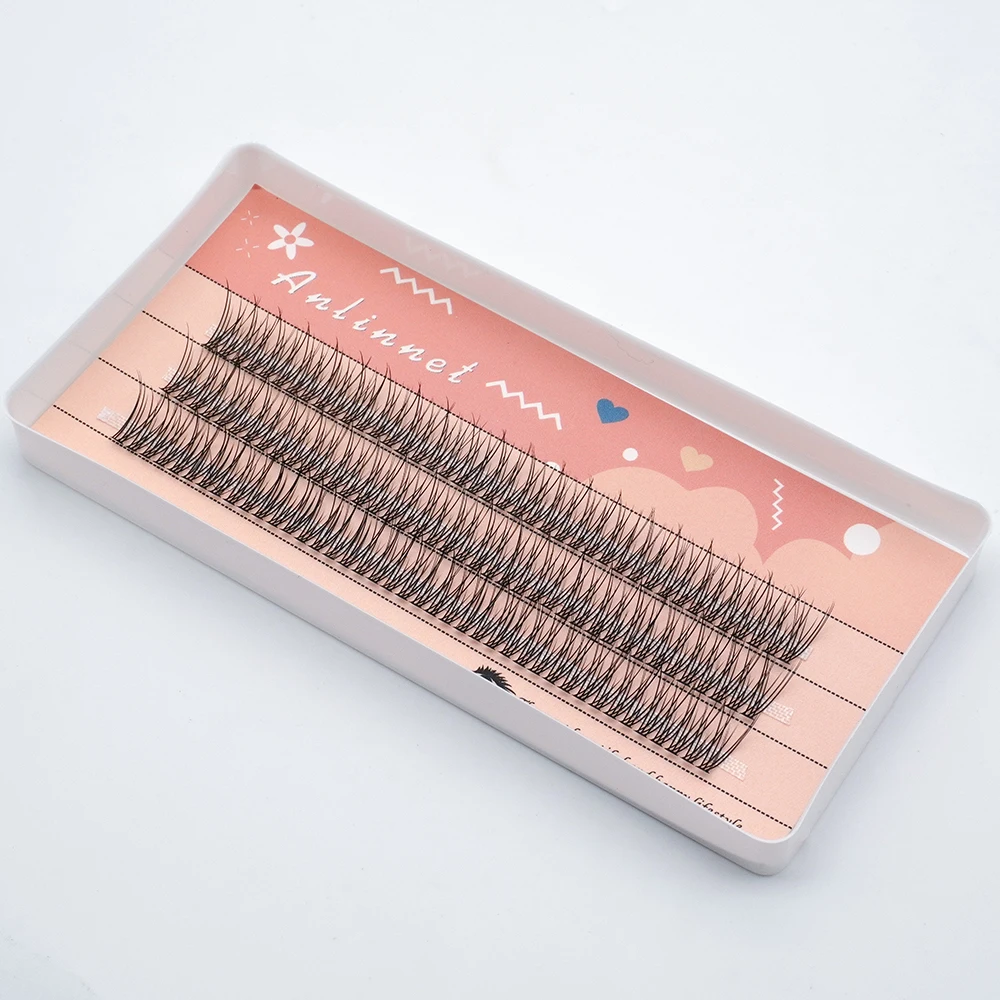 120 Clusters Fishtail Eyelashes High Quality Cluster Lashes Natural Slender Cross Thick Fish Tail Individual Eyelash Extension