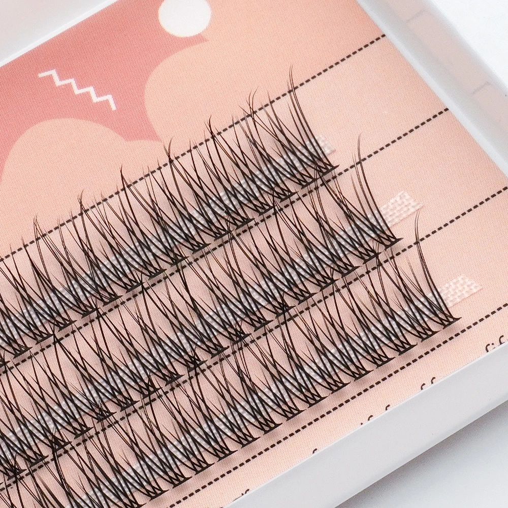 120 Clusters Fishtail Eyelashes High Quality Cluster Lashes Natural Slender Cross Thick Fish Tail Individual Eyelash Extension