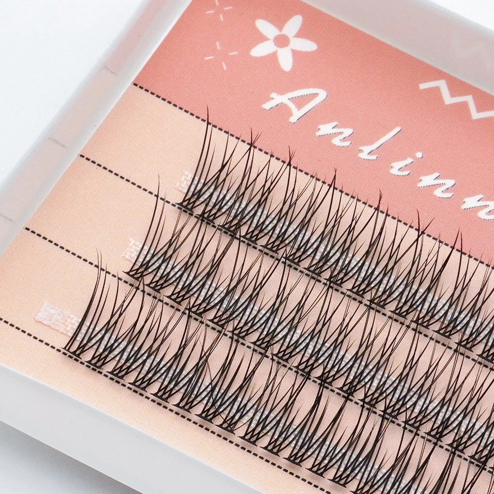 120 Clusters Fishtail Eyelashes High Quality Cluster Lashes Natural Slender Cross Thick Fish Tail Individual Eyelash Extension