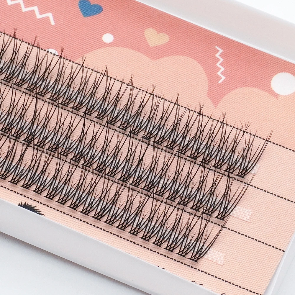 120 Clusters Fishtail Eyelashes High Quality Cluster Lashes Natural Slender Cross Thick Fish Tail Individual Eyelash Extension