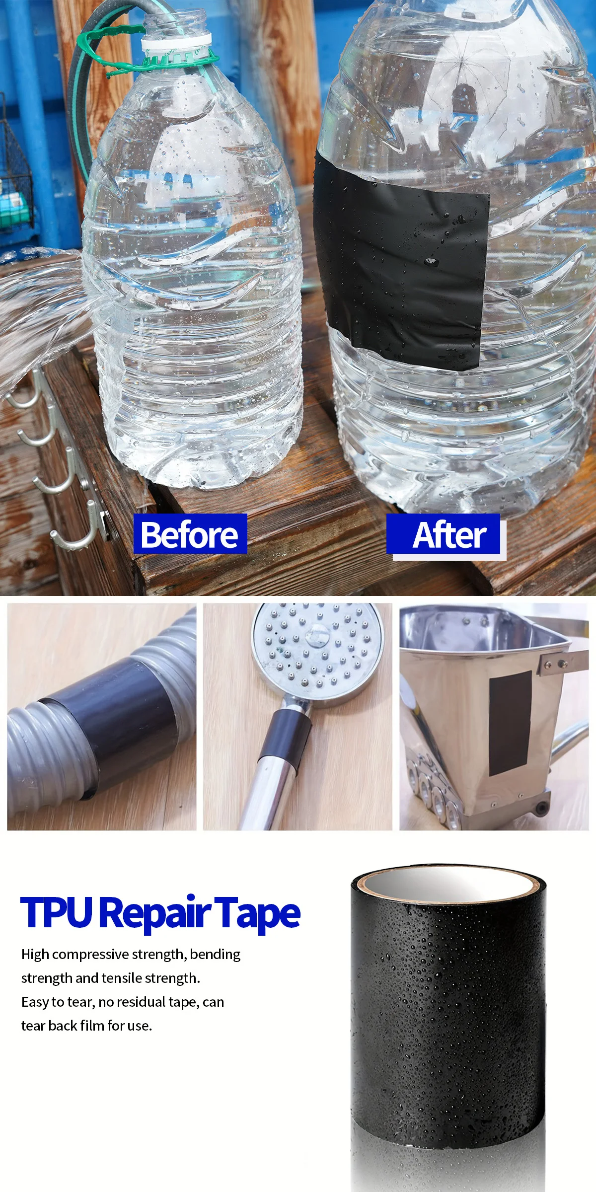 Strong Leak Sealing Tape, High Strength Toughness Swimming Ring Tent Quick Repair Of Water Pipes Self Adhesive Waterproof Tape