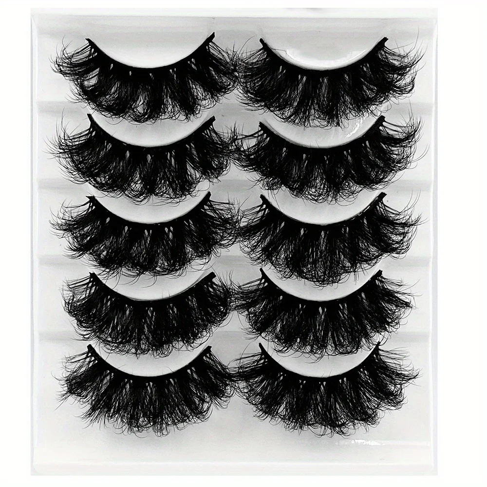 5 Pairs Eyelashes Faux Mink Eyelashes Long Lasting Fluffy Mink Lashes Dramatic Volume Lashes Extension Thick Long