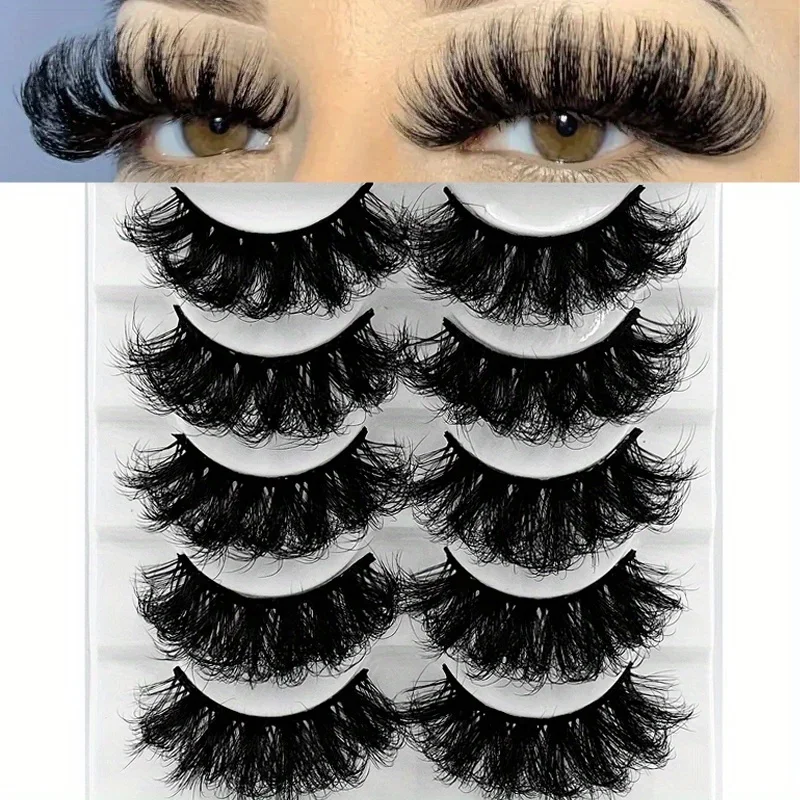 5 Pairs Eyelashes Faux Mink Eyelashes Long Lasting Fluffy Mink Lashes Dramatic Volume Lashes Extension Thick Long