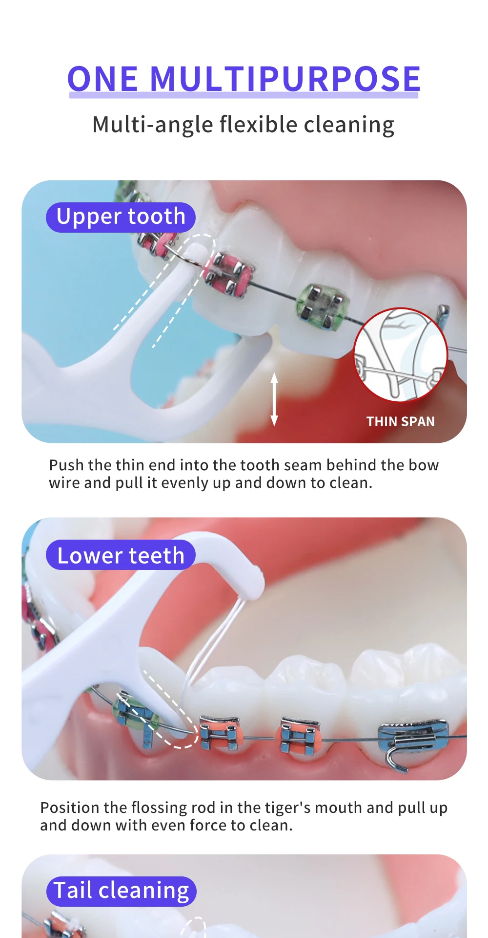 Orthodontic Dental Floss Sticks For Braces Plastic Toothpicks With Threads Double Line Oral Brackets Interdental Flosser Picks