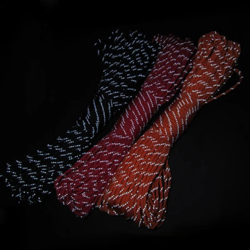 Reflective Paracord 550 Military 7 Strand Rope Tactical Parachute Cord Camping Tent Rope Warning Line Lanyard DIY Bracelet