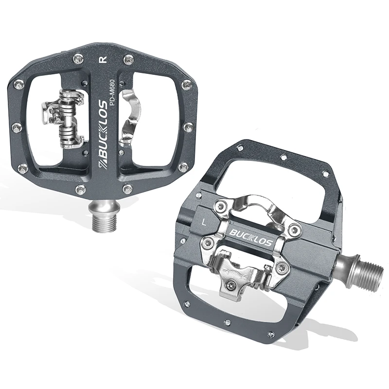 BUCKLOS MTB Bike Pedal for SPD Dual Self-locking MTB Platform Pedals Footrest Mountain Bicycle Pedal Non-slip Clipless Bike Part