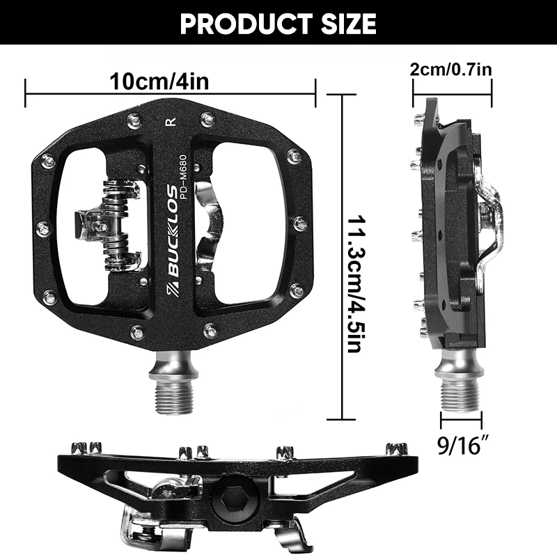 BUCKLOS MTB Bike Pedal for SPD Dual Self-locking MTB Platform Pedals Footrest Mountain Bicycle Pedal Non-slip Clipless Bike Part