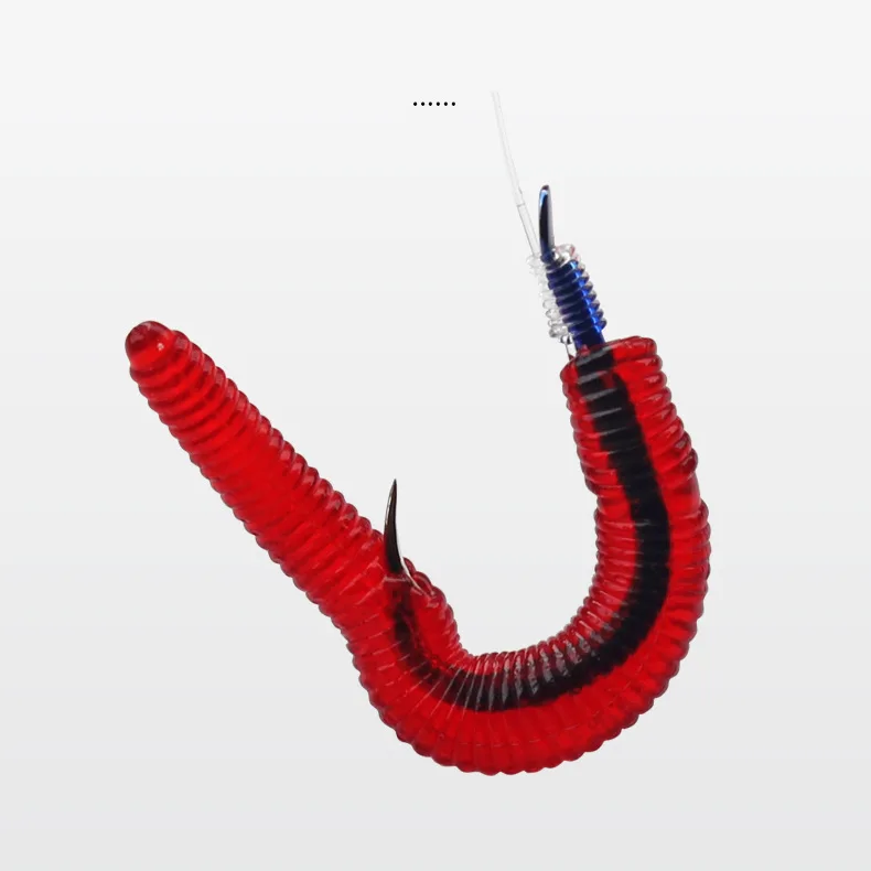 20PCS-100pcs Soft Lure Bass Bream Bloodworm Fishing Earthworm Worm Rubber Red Worms Baits Fishy Smell Realistic Tackle