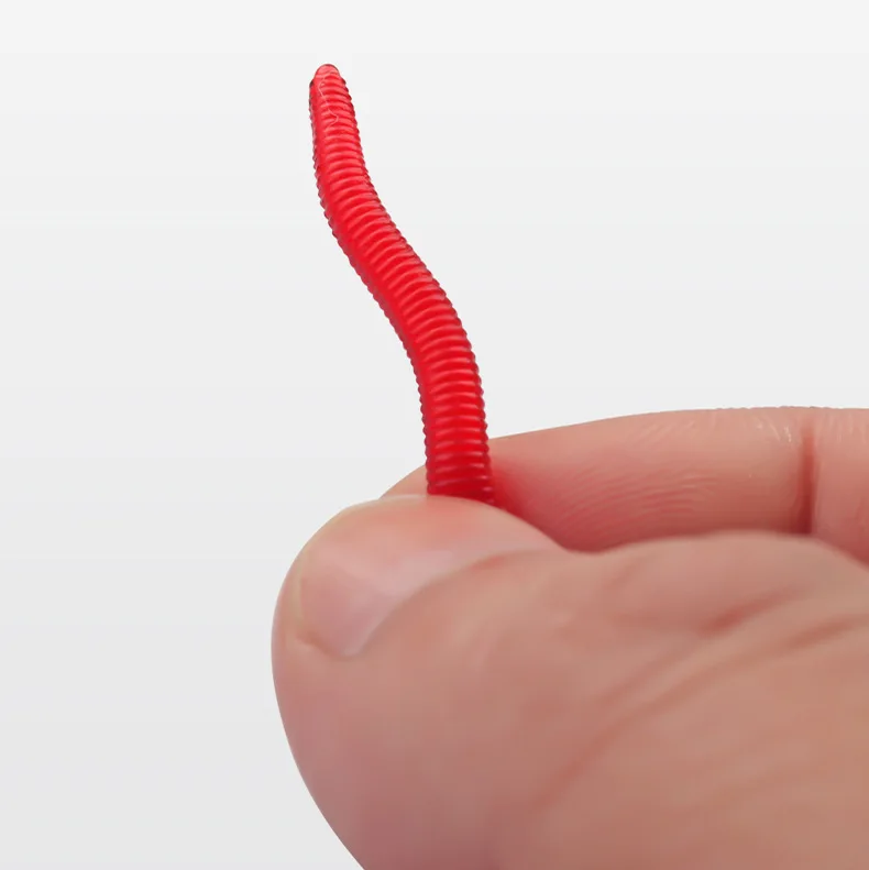 20PCS-100pcs Soft Lure Bass Bream Bloodworm Fishing Earthworm Worm Rubber Red Worms Baits Fishy Smell Realistic Tackle