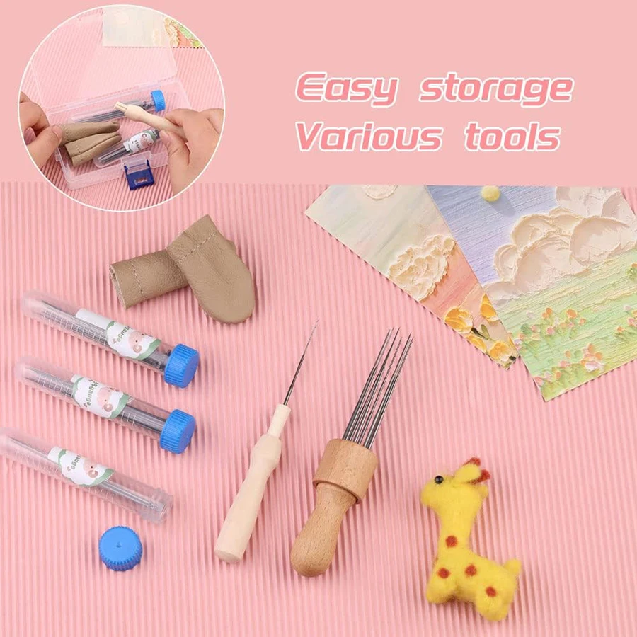 Wool Felting Needles Kit Wood Handle Felting Needles Pack Wool Felt DIY Craft Tool For Handmade Doll Making Tools Set