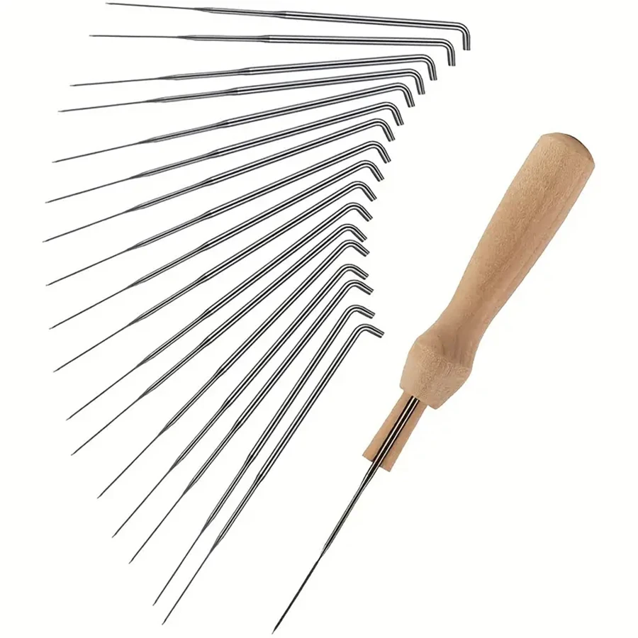 Wool Felting Needles Kit Wood Handle Felting Needles Pack Wool Felt DIY Craft Tool For Handmade Doll Making Tools Set