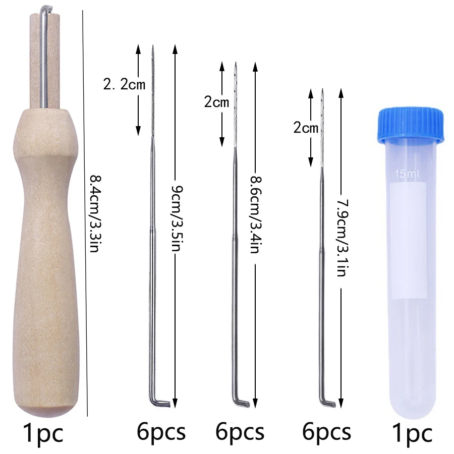 Wool Felting Needles Kit Wood Handle Felting Needles Pack Wool Felt DIY Craft Tool For Handmade Doll Making Tools Set