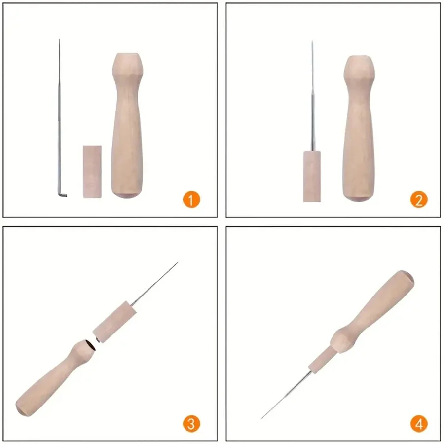 Wool Felting Needles Kit Wood Handle Felting Needles Pack Wool Felt DIY Craft Tool For Handmade Doll Making Tools Set