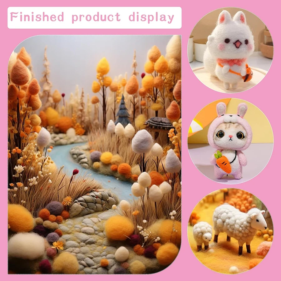 Wool Felting Needles Kit Wood Handle Felting Needles Pack Wool Felt DIY Craft Tool For Handmade Doll Making Tools Set
