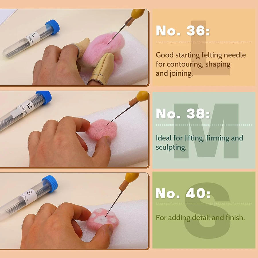 Wool Felting Needles Kit Wood Handle Felting Needles Pack Wool Felt DIY Craft Tool For Handmade Doll Making Tools Set