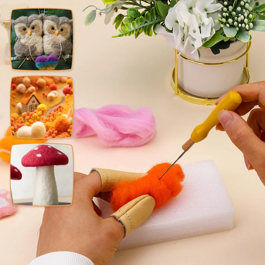 Wool Felting Needles Kit Wood Handle Felting Needles Pack Wool Felt DIY Craft Tool For Handmade Doll Making Tools Set