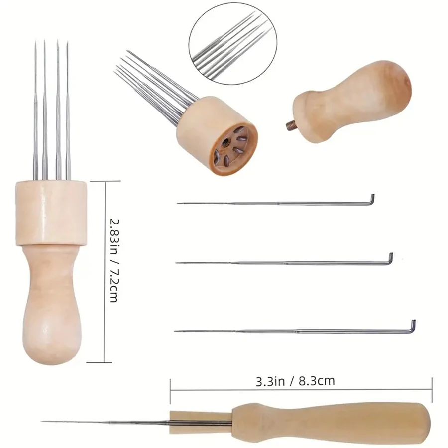Wool Felting Needles Kit Wood Handle Felting Needles Pack Wool Felt DIY Craft Tool For Handmade Doll Making Tools Set