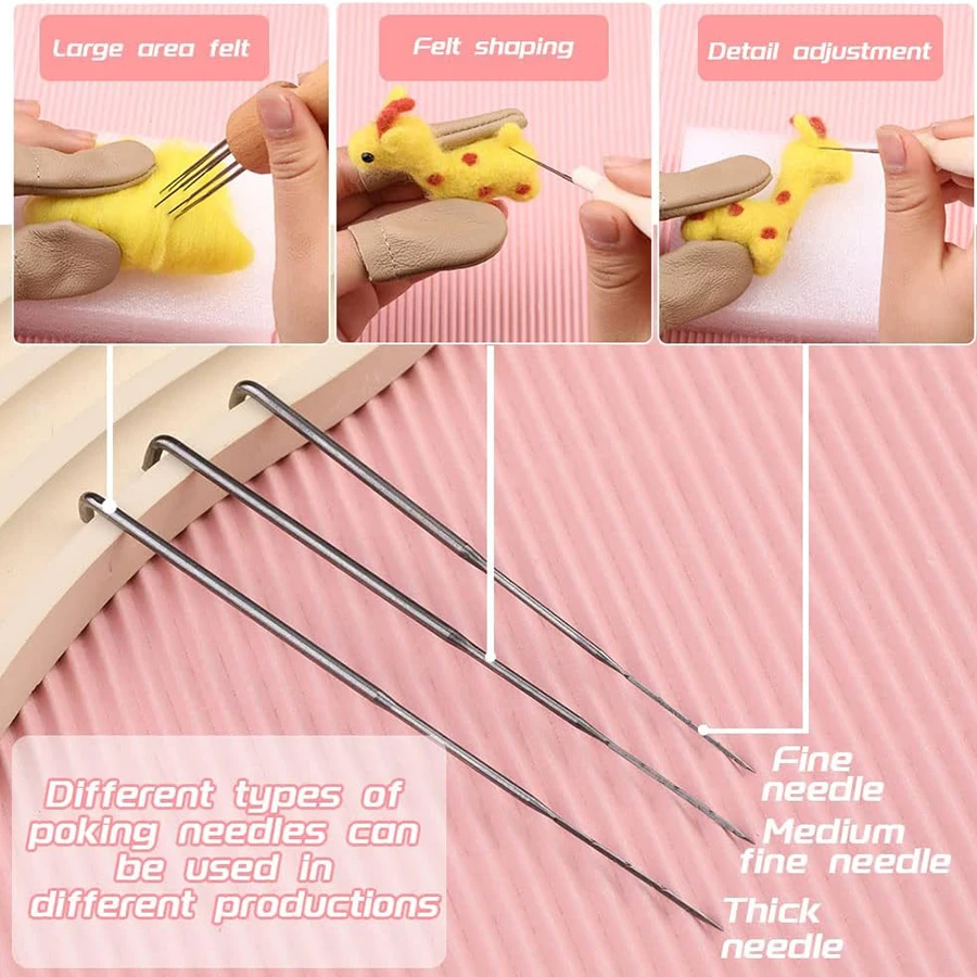 Wool Felting Needles Kit Wood Handle Felting Needles Pack Wool Felt DIY Craft Tool For Handmade Doll Making Tools Set