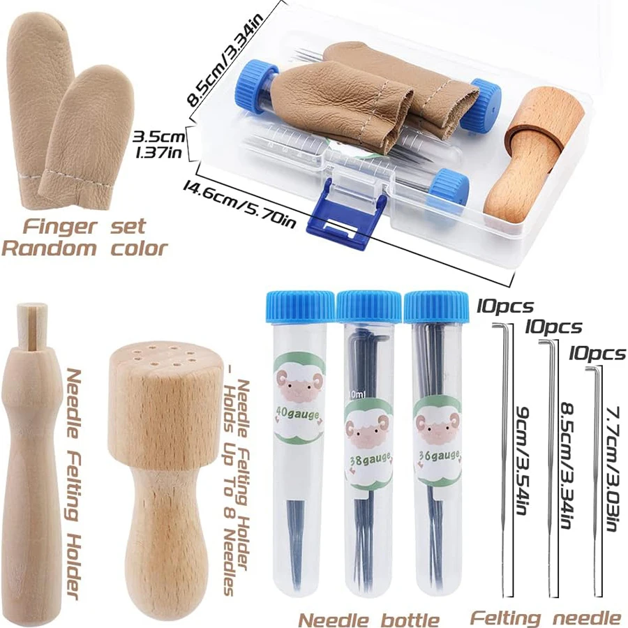 Wool Felting Needles Kit Wood Handle Felting Needles Pack Wool Felt DIY Craft Tool For Handmade Doll Making Tools Set