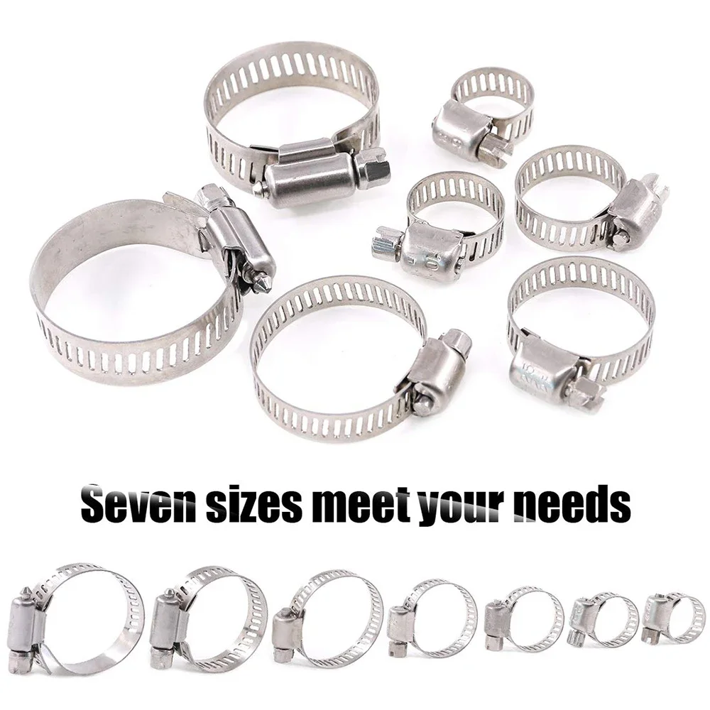60pcs 8-38mm Adjustable Stainless Steel Screw Band Hose Clamps Car Fuel Hose Clamps Pipe Clamp Worm Gear Clip Hose Clamp