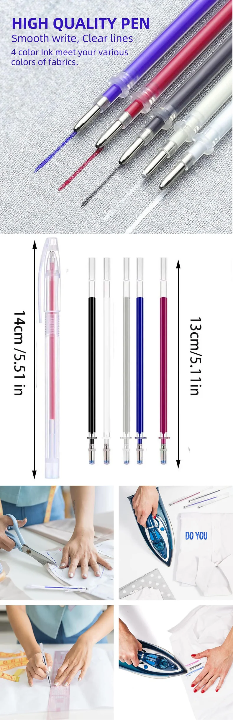 Sew Heat Erasable Fabric Marking Pens For Quilting Sewing DIY Crafts and Dressmaking Fabrics Tailors Chalk Pencils Chalks Pen