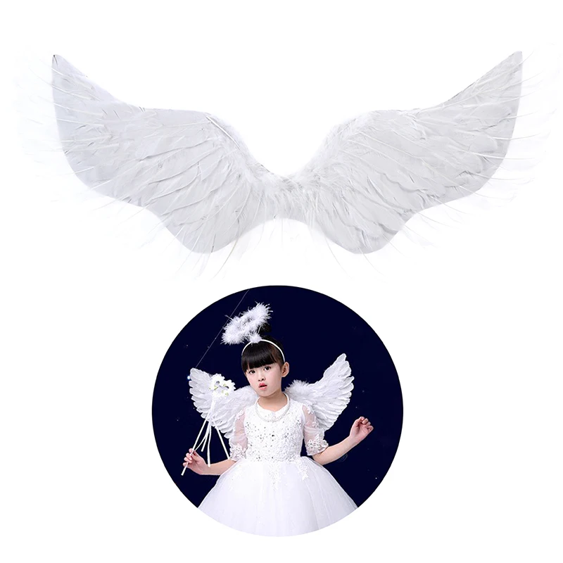 1Pc Kids Adult Party Swallow White Angel Feather Wings Wands Cosplay Elastic Straps Wedding Birthday Halloween Christmas