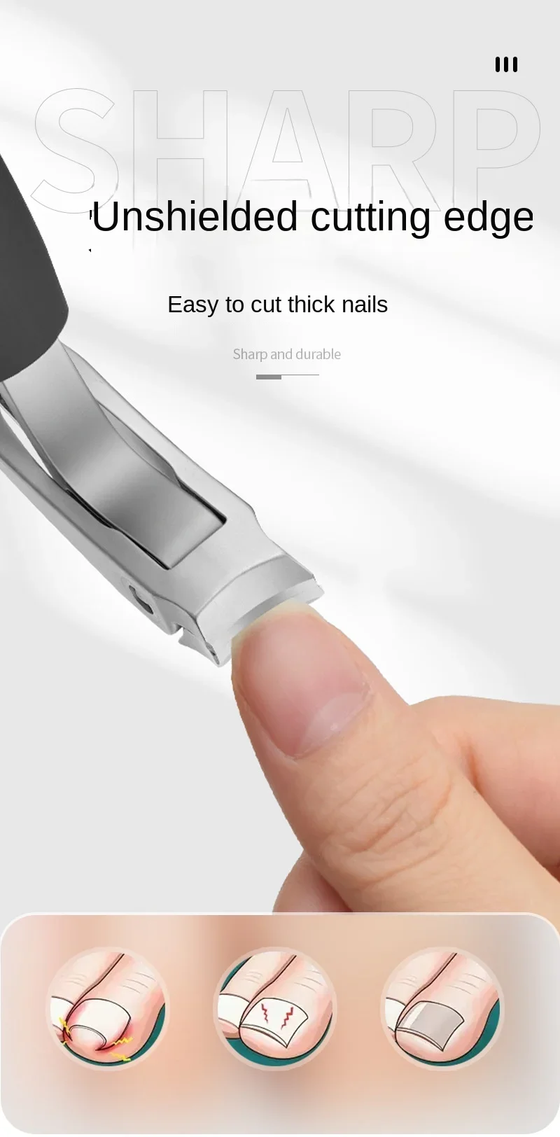 Curved Nail Clippers with Large Opening Three Times Anti-splash Storage Nail Clippers for The Elderly Thick Toenails Heavy Duty