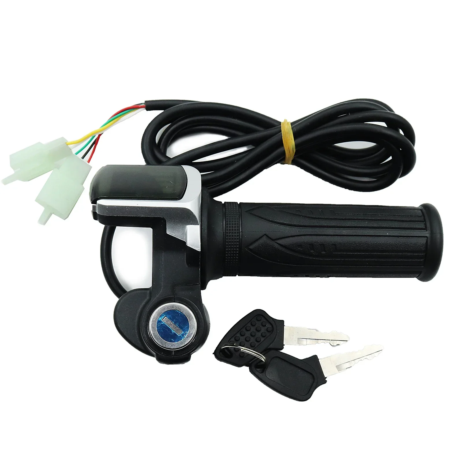 24V 36V 48V 1Pair Electric Scooter Bike Throttle Speed Adjustment Handle with Key Lock Display Divides LCD Grip