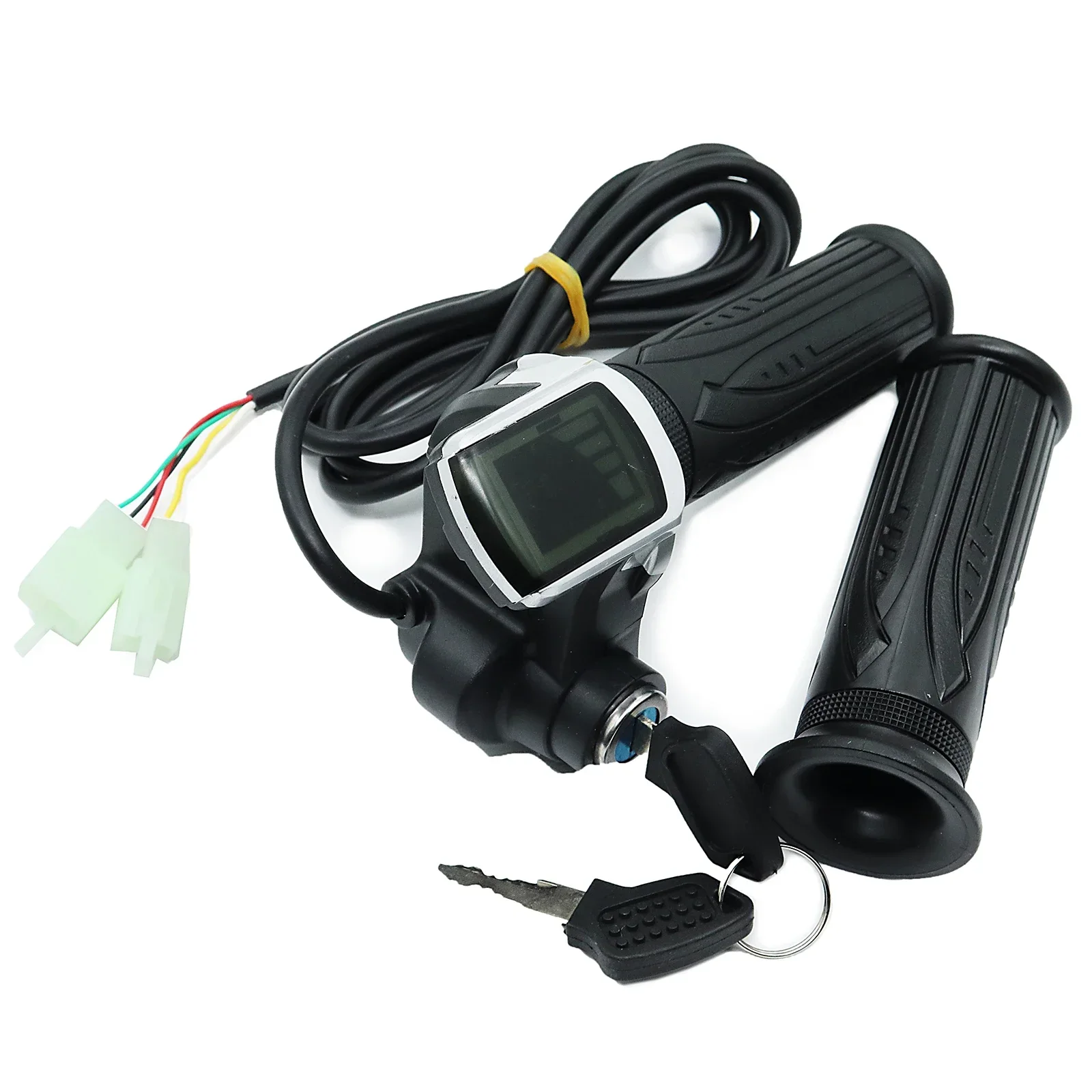 24V 36V 48V 1Pair Electric Scooter Bike Throttle Speed Adjustment Handle with Key Lock Display Divides LCD Grip